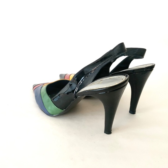 BCBGirls Stiletto Heel Pointed Toe Pump Black Green Red Yellow Slingbacks Shoes - Picture 6 of 12